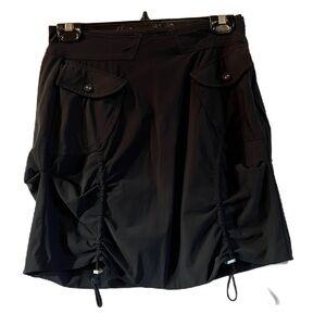 MCPLANET Black Ruched Skirt with Pockets, Size Medium,#476
